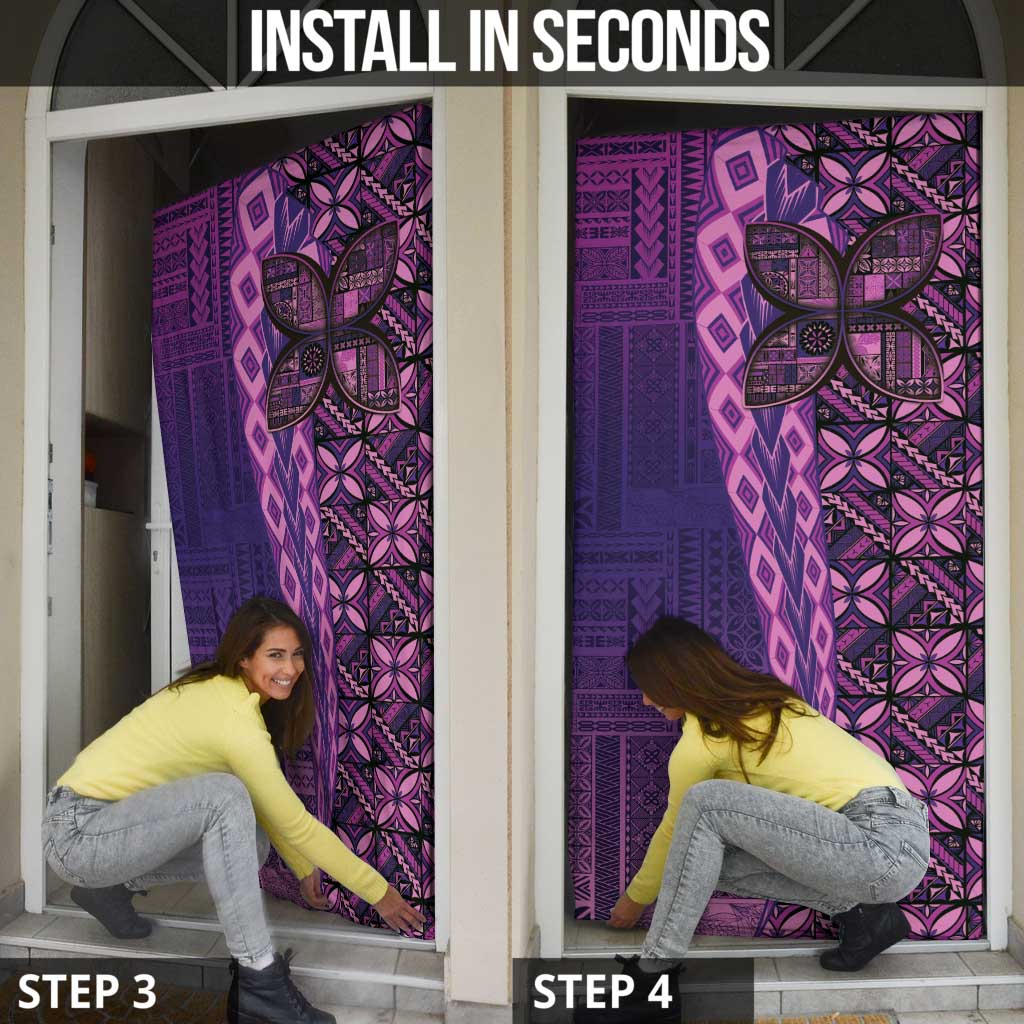 Samoan Pacific Tribal Flower Geometric Art Tattoos Door Cover Siapo Pattern Purple Haze - Polynesian Pride