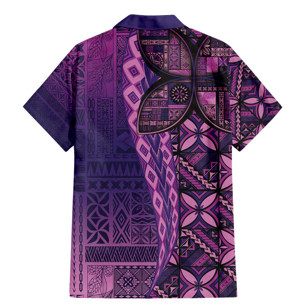 Samoan Pacific Tribal Flower Geometric Art Tattoos Family Matching Mermaid Dress and Hawaiian Shirt Siapo Pattern Purple Haze - Polynesian Pride