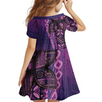 Samoan Pacific Tribal Flower Geometric Art Tattoos Family Matching Puletasi and Hawaiian Shirt Siapo Pattern Purple Haze - Polynesian Pride