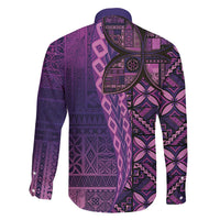 Samoan Pacific Tribal Flower Geometric Art Tattoos Family Matching Summer Maxi Dress and Hawaiian Shirt Siapo Pattern Purple Haze - Polynesian Pride