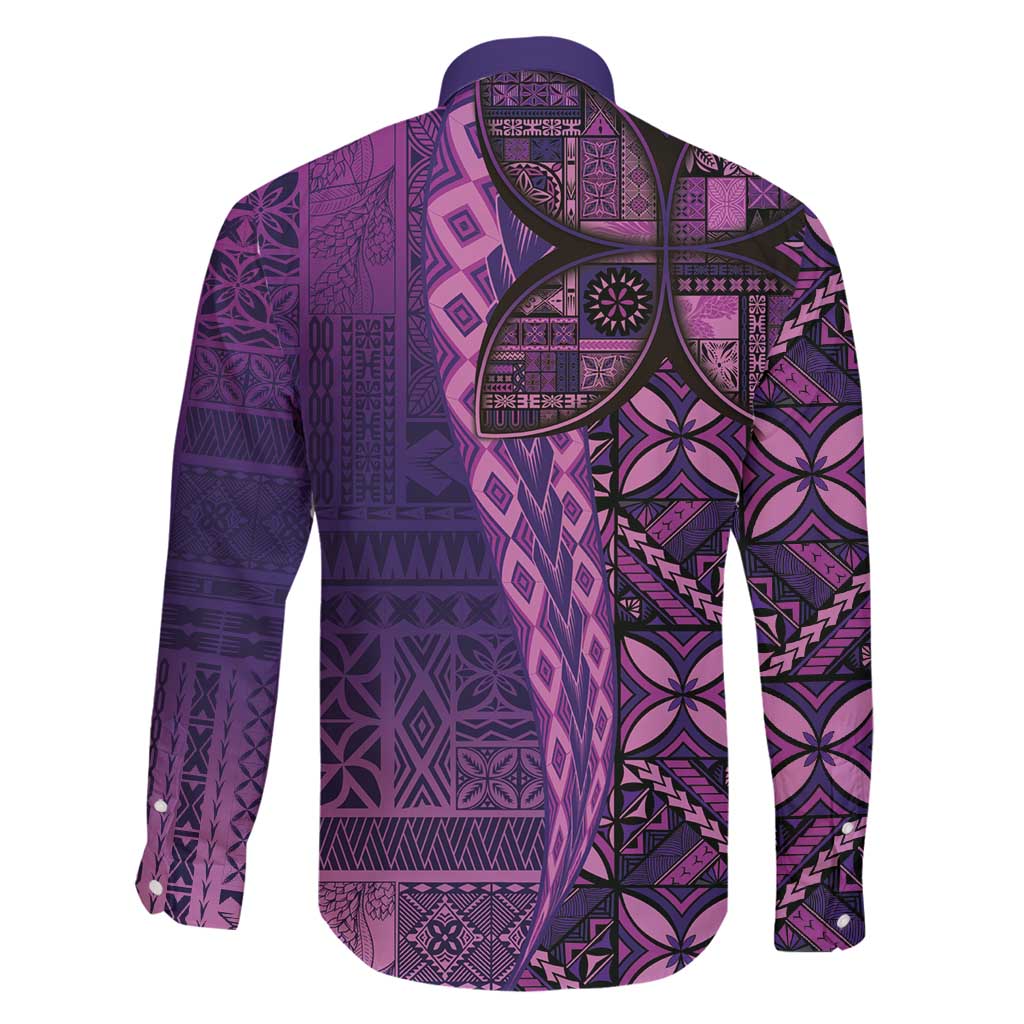Samoan Pacific Tribal Flower Geometric Art Tattoos Family Matching Tank Maxi Dress and Hawaiian Shirt Siapo Pattern Purple Haze - Polynesian Pride