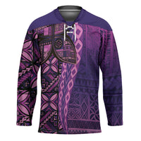 Samoan Pacific Tribal Flower Geometric Art Tattoos Hockey Jersey Siapo Pattern Purple Haze - Polynesian Pride