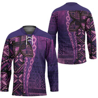 Samoan Pacific Tribal Flower Geometric Art Tattoos Hockey Jersey Siapo Pattern Purple Haze - Polynesian Pride