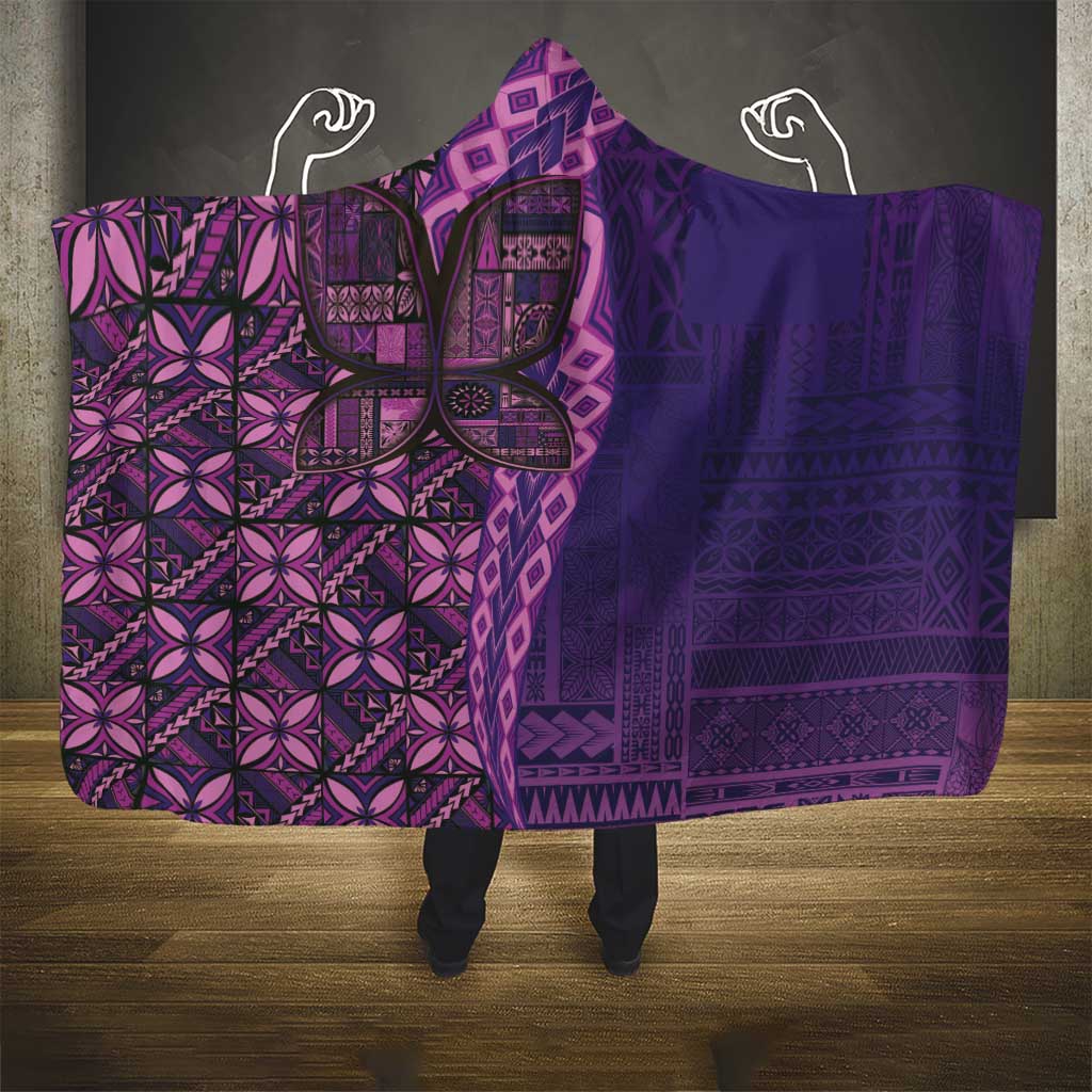 Samoan Pacific Tribal Flower Geometric Art Tattoos Hooded Blanket Siapo Pattern Purple Haze LT03 - Polynesian Pride
