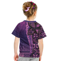 Samoan Pacific Tribal Flower Geometric Art Tattoos Kid T Shirt Siapo Pattern Purple Haze LT03 - Polynesian Pride