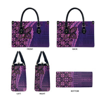 Samoan Pacific Tribal Flower Geometric Art Tattoos Leather Bag Siapo Pattern Purple Haze - Polynesian Pride