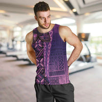Samoan Pacific Tribal Flower Geometric Art Tattoos Men Tank Top Siapo Pattern Purple Haze - Polynesian Pride