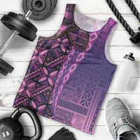 Samoan Pacific Tribal Flower Geometric Art Tattoos Men Tank Top Siapo Pattern Purple Haze - Polynesian Pride