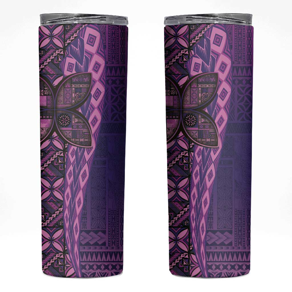 Samoan Pacific Tribal Flower Geometric Art Tattoos Skinny Tumbler Siapo Pattern Purple Haze - Polynesian Pride