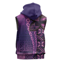 Samoan Pacific Tribal Flower Geometric Art Tattoos Sleeveless Hoodie Siapo Pattern Purple Haze LT03 - Polynesian Pride