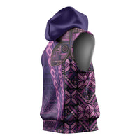 Samoan Pacific Tribal Flower Geometric Art Tattoos Sleeveless Hoodie Siapo Pattern Purple Haze LT03 - Polynesian Pride