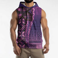 Samoan Pacific Tribal Flower Geometric Art Tattoos Sleeveless Hoodie Siapo Pattern Purple Haze LT03 - Polynesian Pride