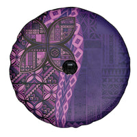 Samoan Pacific Tribal Flower Geometric Art Tattoos Spare Tire Cover Siapo Pattern Purple Haze - Polynesian Pride
