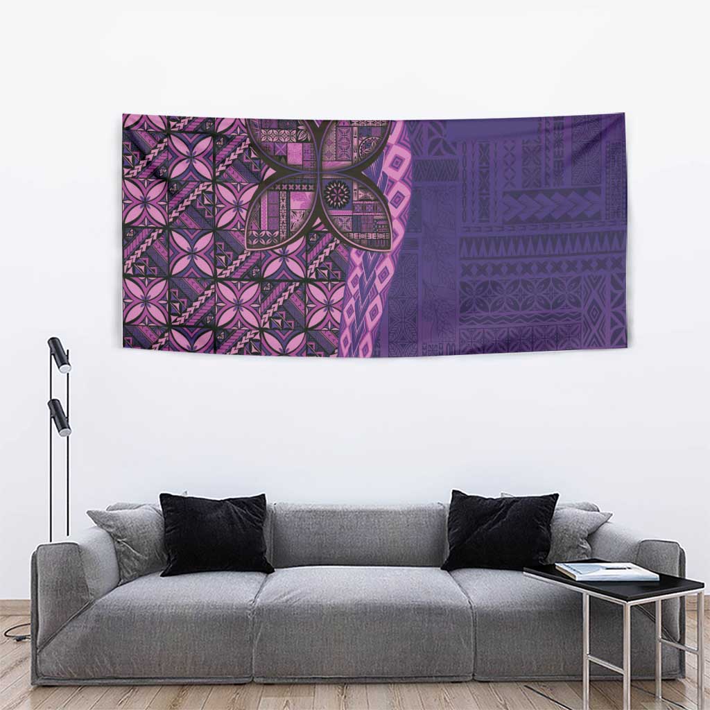 Samoan Pacific Tribal Flower Geometric Art Tattoos Tapestry Siapo Pattern Purple Haze LT03 - Polynesian Pride