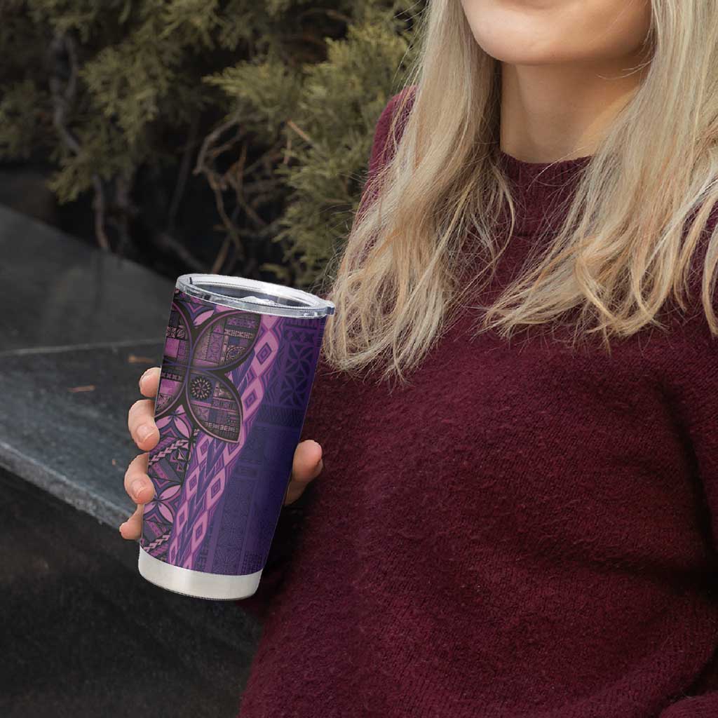 Samoan Pacific Tribal Flower Geometric Art Tattoos Tumbler Cup Siapo Pattern Purple Haze - Polynesian Pride