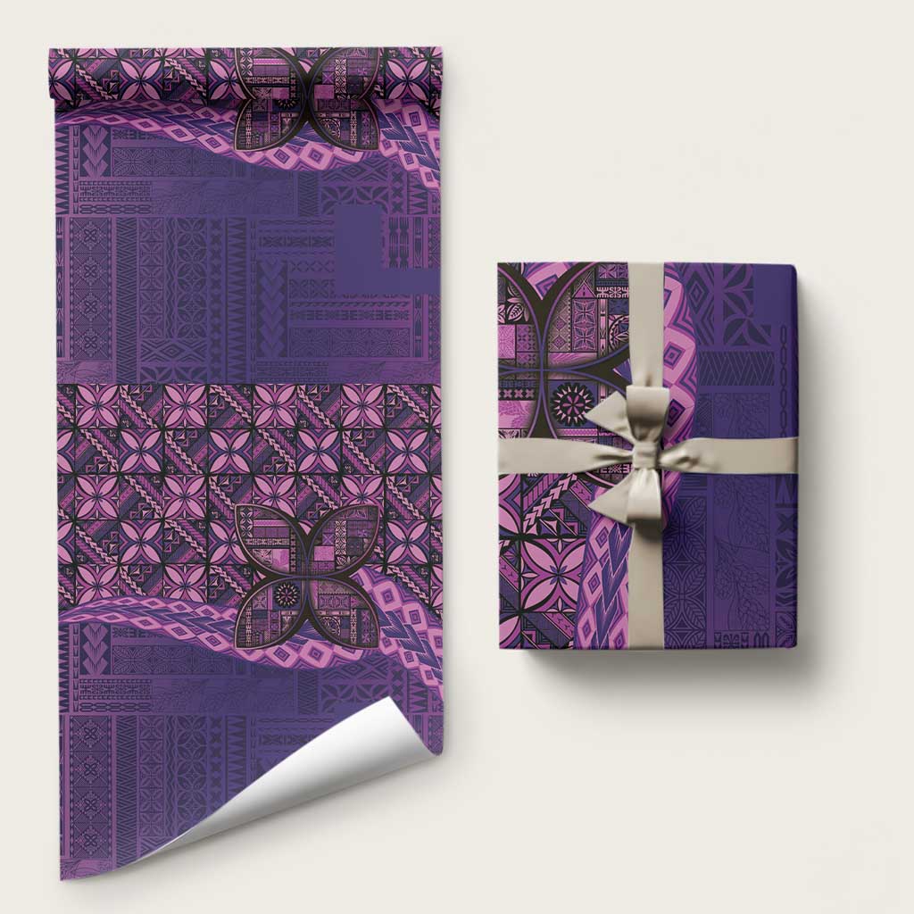 Samoan Pacific Tribal Flower Geometric Art Tattoos Wrapping Paper Siapo Pattern Purple Haze - Polynesian Pride