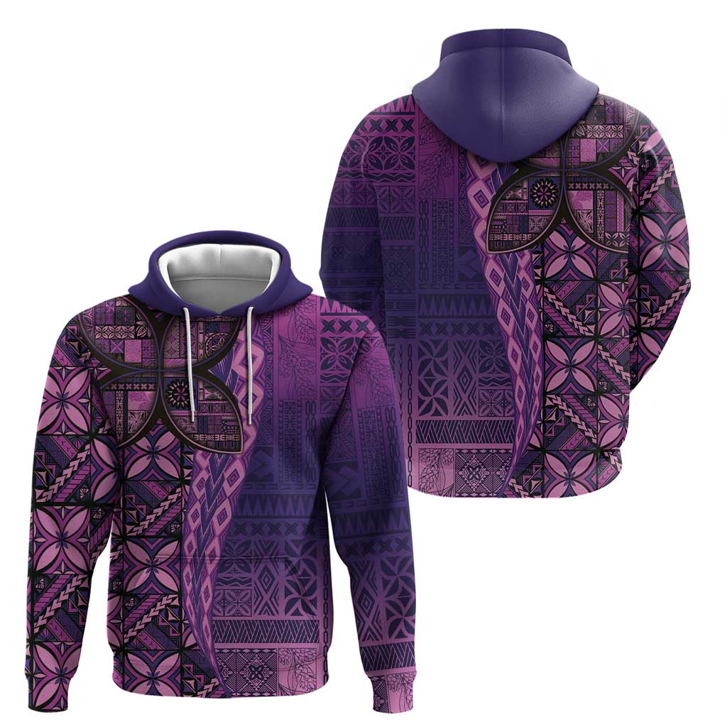 Samoan Pacific Tribal Flower Geometric Art Tattoos Zip Hoodie Siapo Pattern Purple Haze - Polynesian Pride