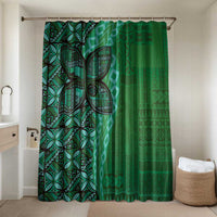 Samoan Pacific Tribal Flower Geometric Art Tattoos Bathroom Set Siapo Pattern Emerald Glow - Polynesian Pride