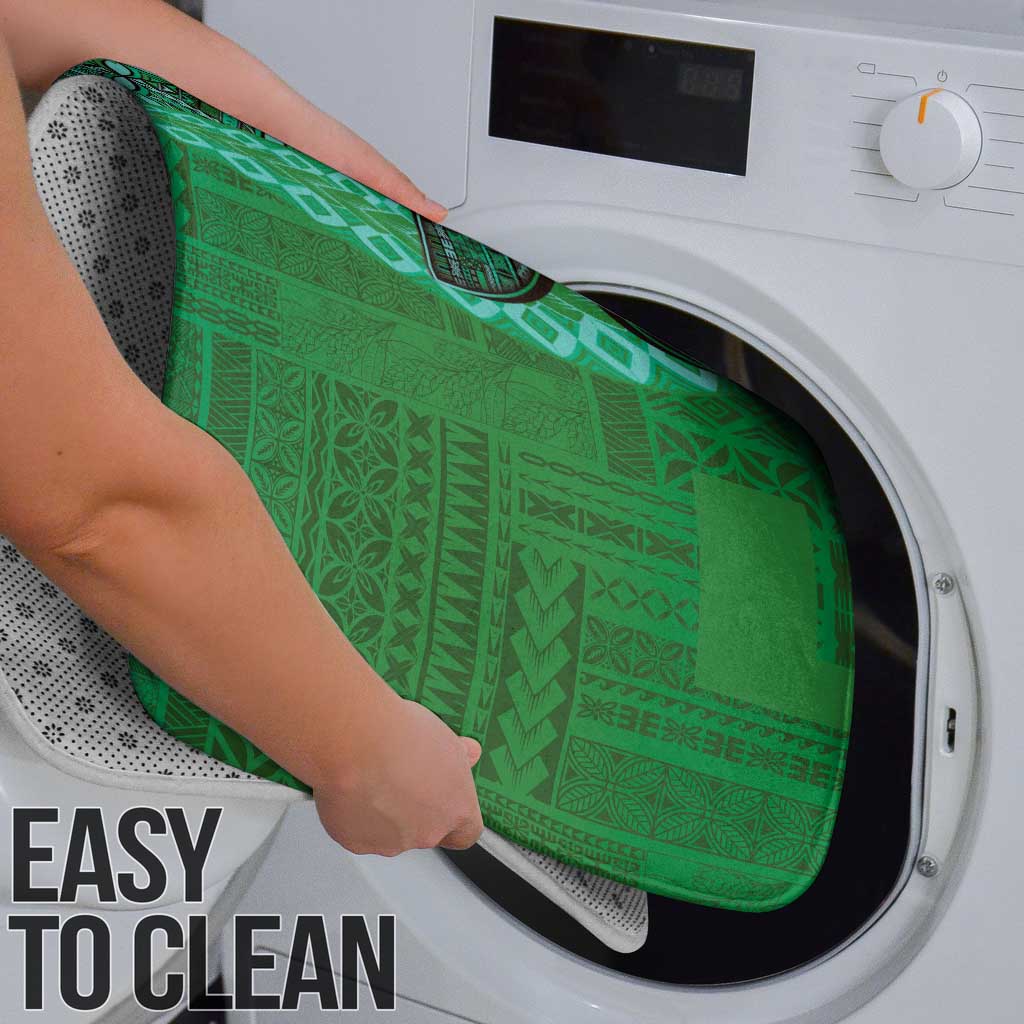 Samoan Pacific Tribal Flower Geometric Art Tattoos Bathroom Set Siapo Pattern Emerald Glow - Polynesian Pride