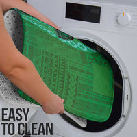 Samoan Pacific Tribal Flower Geometric Art Tattoos Bathroom Set Siapo Pattern Emerald Glow - Polynesian Pride