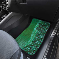 Samoan Pacific Tribal Flower Geometric Art Tattoos Car Mats Siapo Pattern Emerald Glow - Polynesian Pride