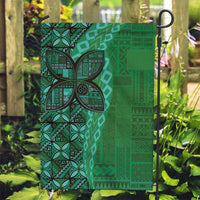 Samoan Pacific Tribal Flower Geometric Art Tattoos Garden Flag Siapo Pattern Emerald Glow - Polynesian Pride