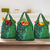 Samoan Pacific Tribal Flower Geometric Art Tattoos Grocery Bag Siapo Pattern Emerald Glow - Polynesian Pride