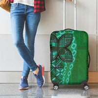 Samoan Pacific Tribal Flower Geometric Art Tattoos Luggage Cover Siapo Pattern Emerald Glow - Polynesian Pride