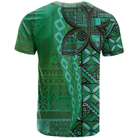 Samoan Pacific Tribal Flower Geometric Art Tattoos T Shirt Siapo Pattern Emerald Glow - Polynesian Pride