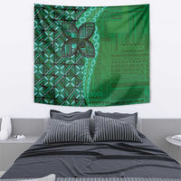 Samoan Pacific Tribal Flower Geometric Art Tattoos Tapestry Siapo Pattern Emerald Glow LT03 - Polynesian Pride