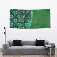 Samoan Pacific Tribal Flower Geometric Art Tattoos Tapestry Siapo Pattern Emerald Glow LT03 - Polynesian Pride