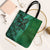 Samoan Pacific Tribal Flower Geometric Art Tattoos Tote Bag Siapo Pattern Emerald Glow - Polynesian Pride
