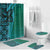 Samoan Pacific Tribal Flower Geometric Art Tattoos Bathroom Set Siapo Pattern Turquoise Tide - Polynesian Pride