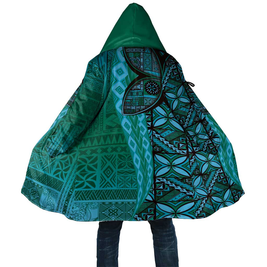 Samoan Pacific Tribal Flower Geometric Art Tattoos Cloak Siapo Pattern Turquoise Tide - Polynesian Pride