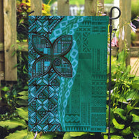 Samoan Pacific Tribal Flower Geometric Art Tattoos Garden Flag Siapo Pattern Turquoise Tide - Polynesian Pride