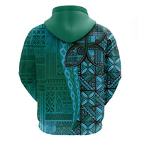 Samoan Pacific Tribal Flower Geometric Art Tattoos Hoodie Siapo Pattern Turquoise Tide - Polynesian Pride