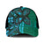 Samoan Pacific Tribal Flower Geometric Art Tattoos Mesh Trucker Cap Siapo Pattern Turquoise Tide - Polynesian Pride