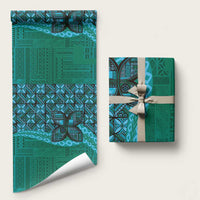 Samoan Pacific Tribal Flower Geometric Art Tattoos Wrapping Paper Siapo Pattern Turquoise Tide LT03 58" × 23" Turquoise - Polynesian Pride
