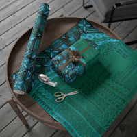 Samoan Pacific Tribal Flower Geometric Art Tattoos Wrapping Paper Siapo Pattern Turquoise Tide LT03 - Polynesian Pride