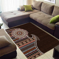 Fijian Masi Tribal Tattoos Art Pattern Area Rug Brown Color Half Style - Polynesian Pride