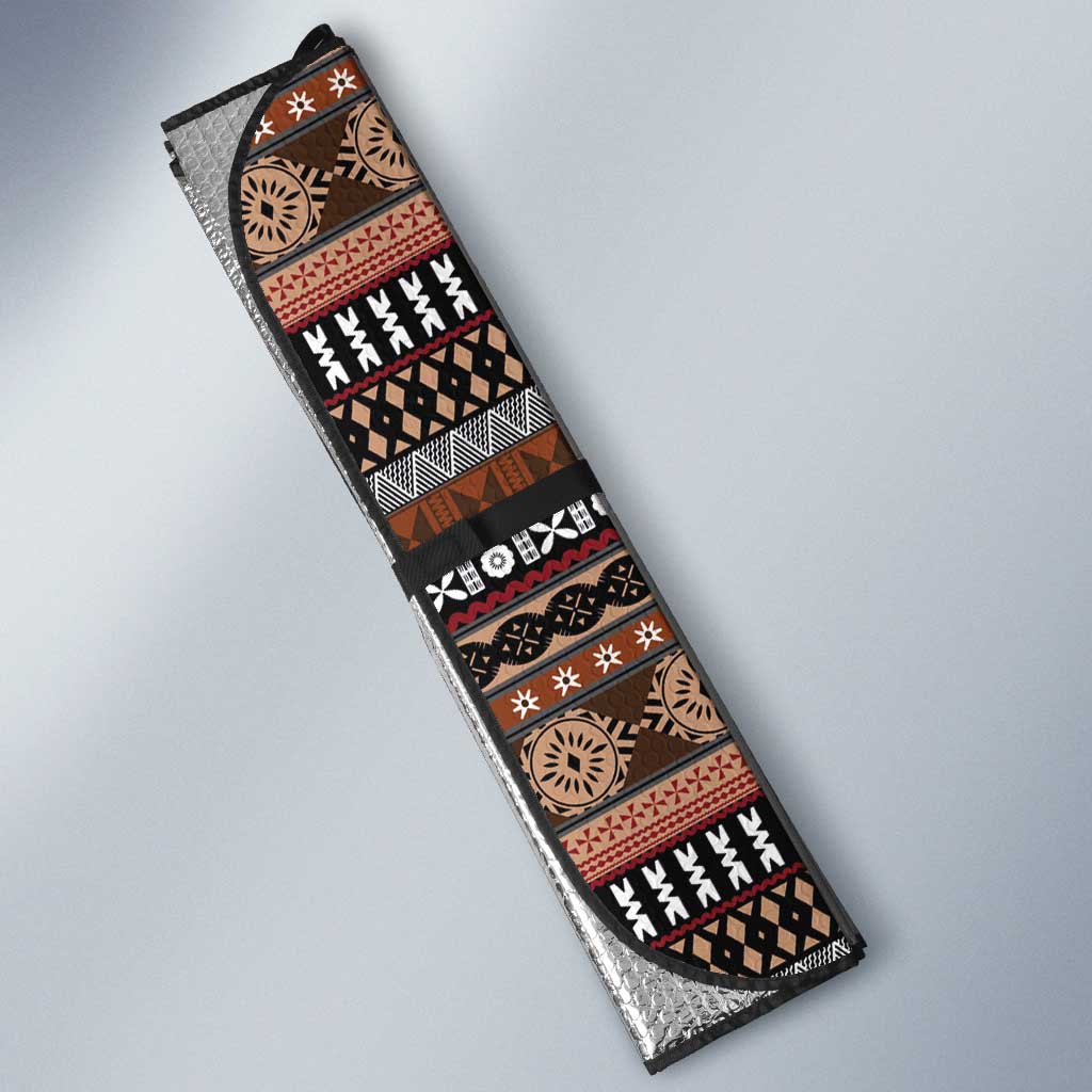 Fijian Masi Tribal Tattoos Art Pattern Auto Sun Shade Brown Color Half Style - Polynesian Pride