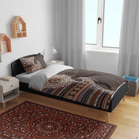 Fijian Masi Tribal Tattoos Art Pattern Bedding Set Brown Color Half Style - Polynesian Pride