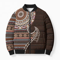 Fijian Masi Tribal Tattoos Art Pattern Bomber Puffer Jacket Brown Color Half Style LT03 Brown - Polynesian Pride