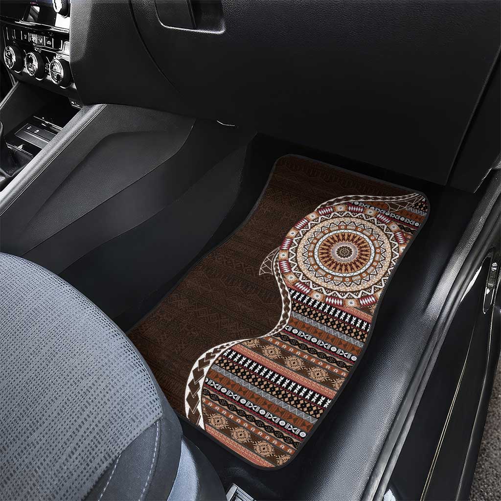 Fijian Masi Tribal Tattoos Art Pattern Car Mats Brown Color Half Style - Polynesian Pride