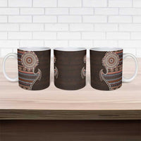 Fijian Masi Tribal Tattoos Art Pattern Ceramic Mug Brown Color Half Style - Polynesian Pride