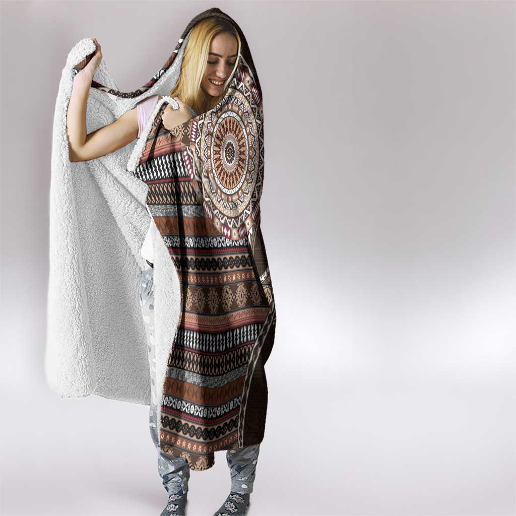 Fijian Masi Tribal Tattoos Art Pattern Hooded Blanket Brown Color Half Style LT03 - Polynesian Pride