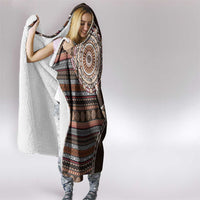 Fijian Masi Tribal Tattoos Art Pattern Hooded Blanket Brown Color Half Style LT03 - Polynesian Pride