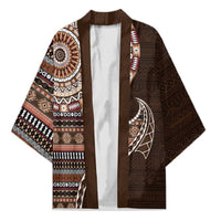 Fijian Masi Tribal Tattoos Art Pattern Kimono Brown Color Half Style - Polynesian Pride