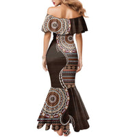 Fijian Masi Tribal Tattoos Art Pattern Mermaid Dress Brown Color Half Style - Polynesian Pride
