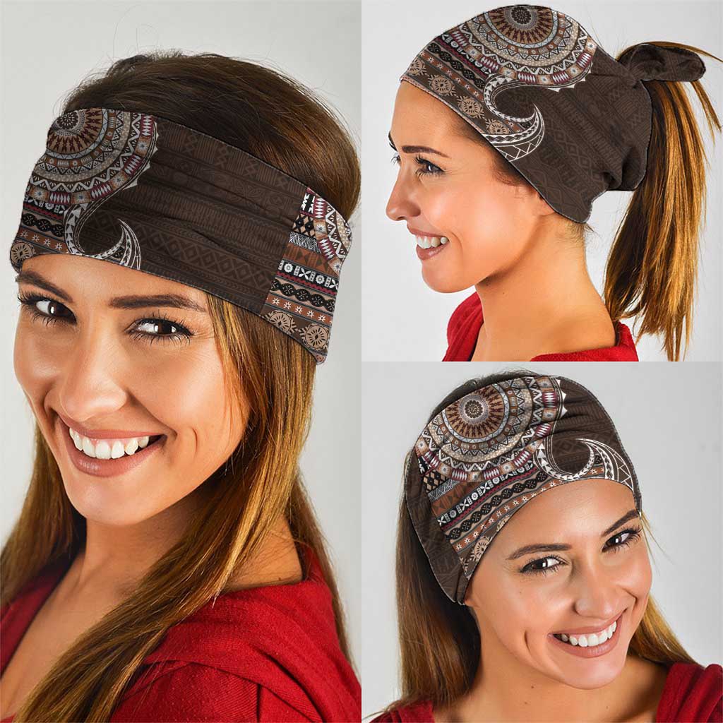 Fijian Masi Tribal Tattoos Art Pattern Neck Gaiter Brown Color Half Style LT03